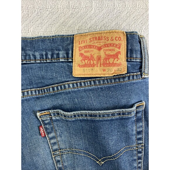 Levi’s 511 Straight Jeans Men’s 36x32 Blue Cotton Stretch Medium Wash - Picture 6 of 11